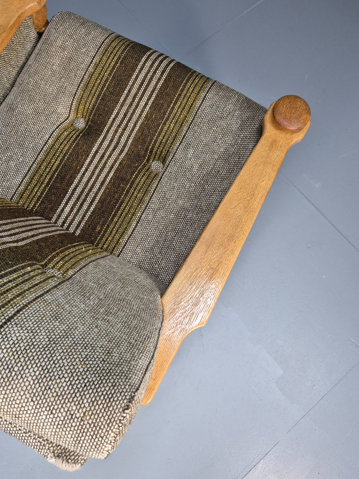 Vintage Danish Kjaernulf Style Oak and Wool Lounge Chair 1970s Retro EB9596