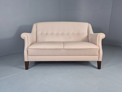 Vintage Danish 2 Seater Sofa Cottage Style Cotton Upholstery 1950s Retro EB12745