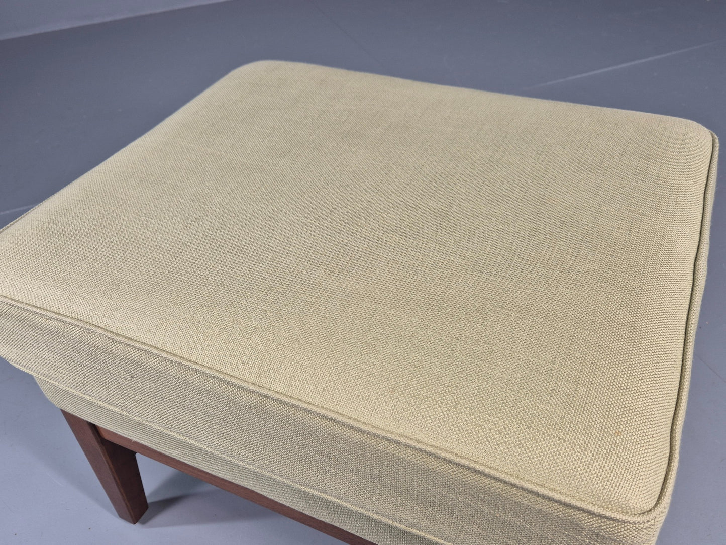 Vintage Mid Century Footstool Green Wool Teak Frame 1970s Retro EB12158