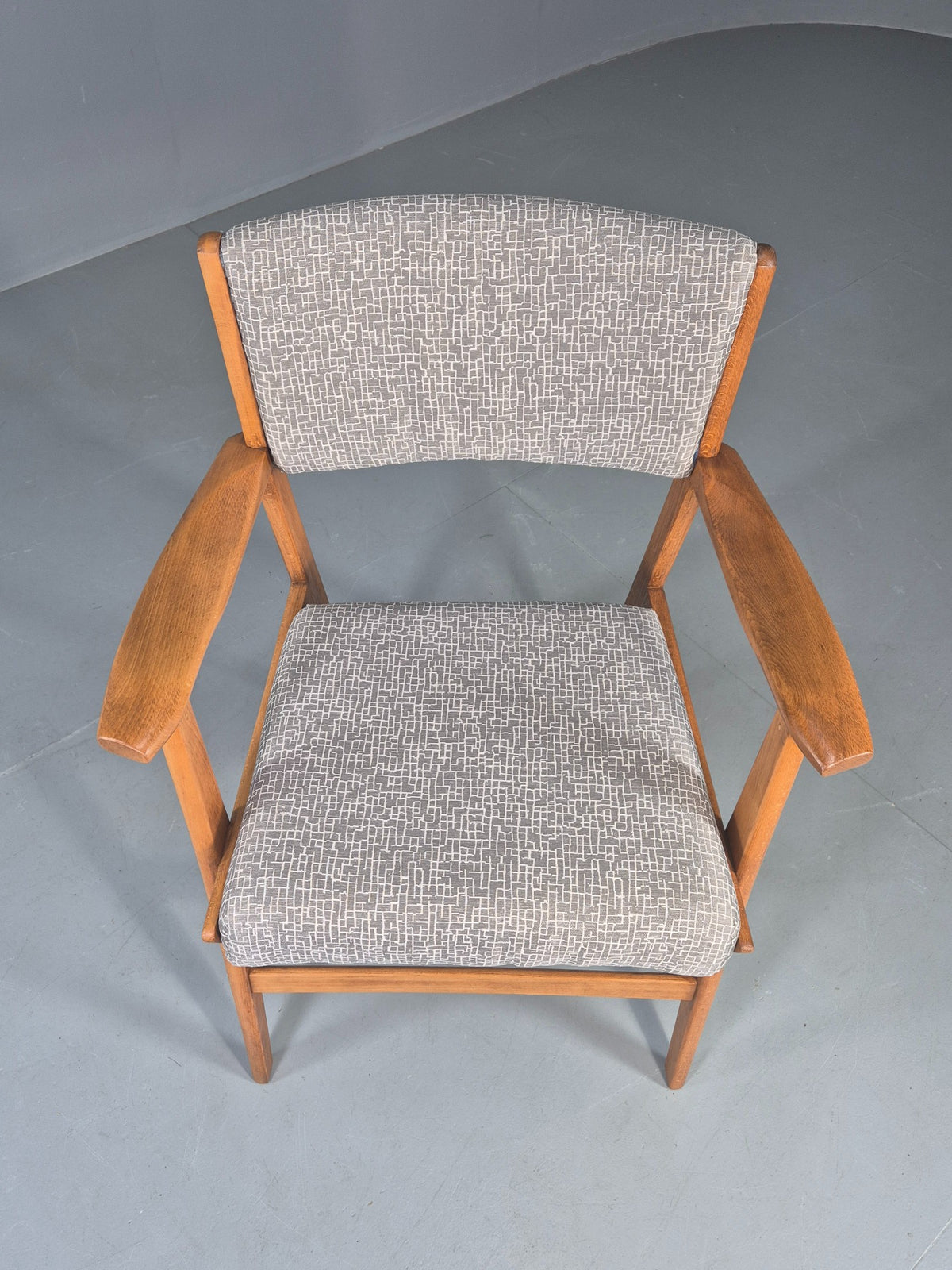 Vintage Mid Century Elbow Chair with New Upholstery 1950s Retro EB12983
