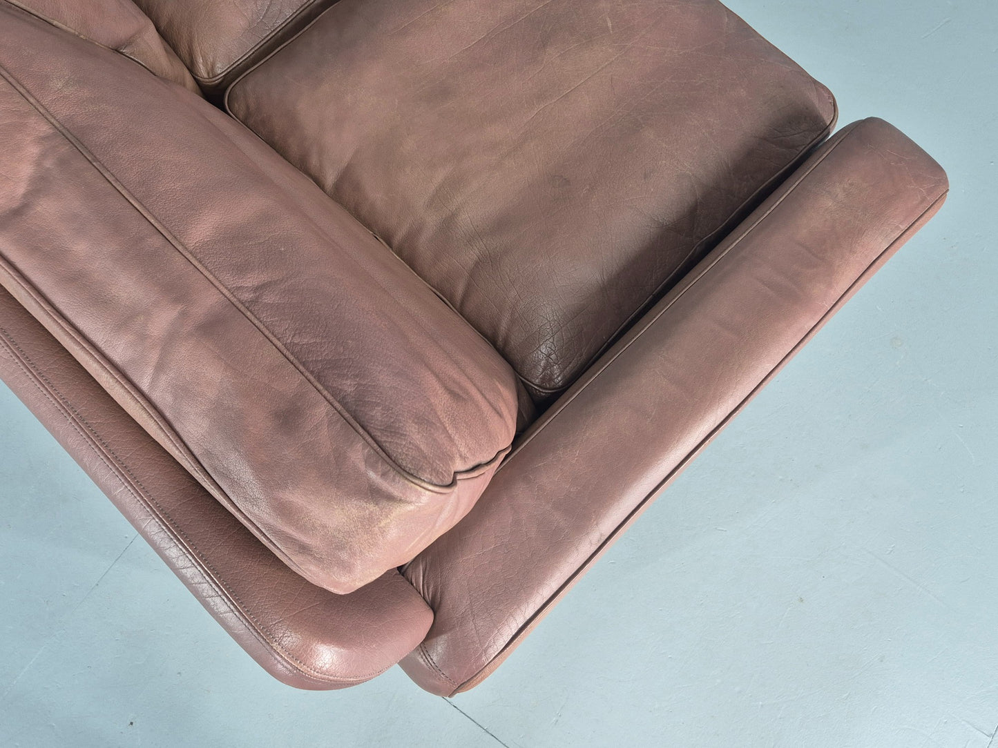 Vintage 2 Seater Leather Settee 1970s Thams Buffalo Leather Retro MCM EB12378