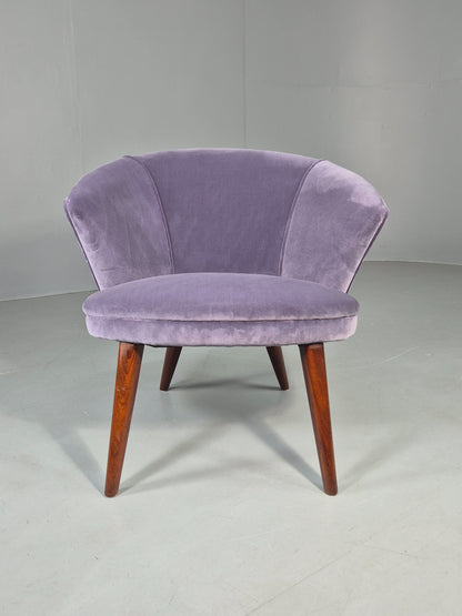 Vintage Danish Mid Century Tub Chair New Upholstery Teak Legs 1960s  EB12039