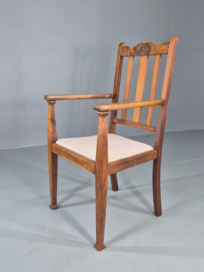 Arts and Crafts Oak Elbow Chair 1900s Antique New Seat  EB12524