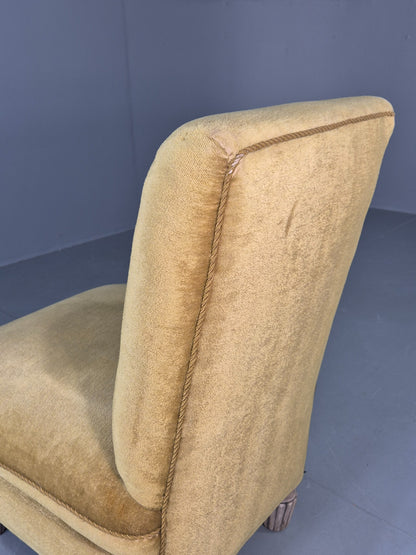 Vintage Danish Cocktail Chair 1930s Gold Velour on Fluted Legs  EB12680