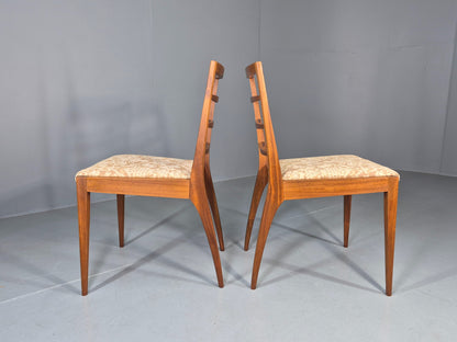 2 Vintage McIntosh Dining Chairs Teak frames Floral Upholstery 1960s EB12862