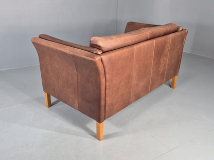 Vintage Mid Century 2 Seater Sofa Danish 1980s Leather Retro EB11636