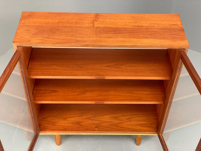 Vintage 1960s Teak Bookcase Glazed Retro Shelving Adjustable Mid Century EB11975
