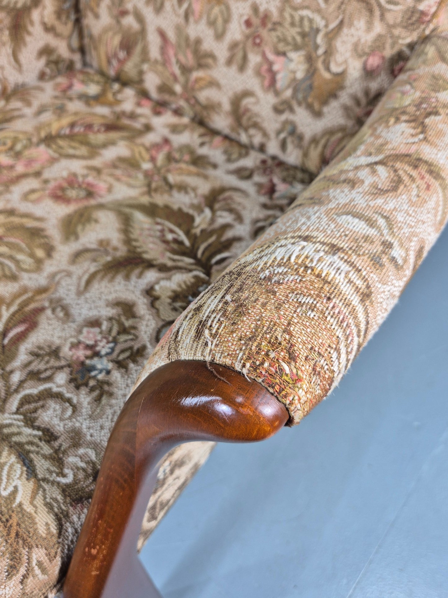 Vintage Parker Knoll Retro 1960s Armchair Floral Upholstery Beech Frame EB12167