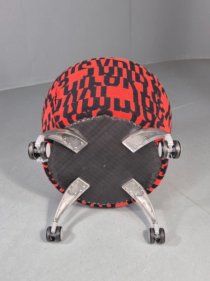 Vintage Orange Box Point Stool Wheely Fun Office Stools EB12235.