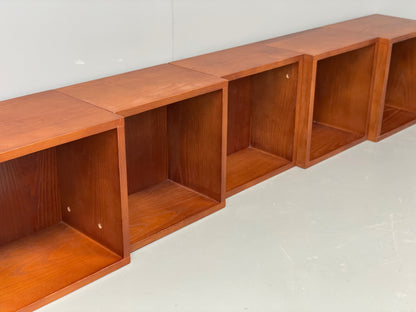 Floating Teak Cube Shelving Wall Mounted Custom Made Vintage Retro EB12300