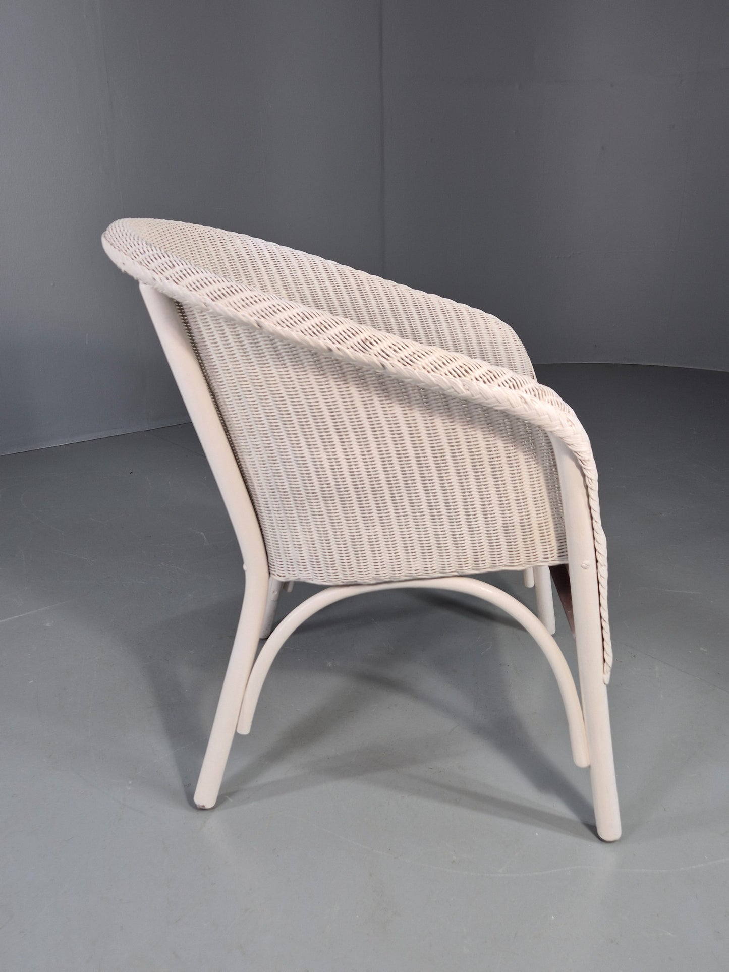 Vintage Lloyd Loom Tub Chair Lusty Brand white Painted 1930s Retro EB12548