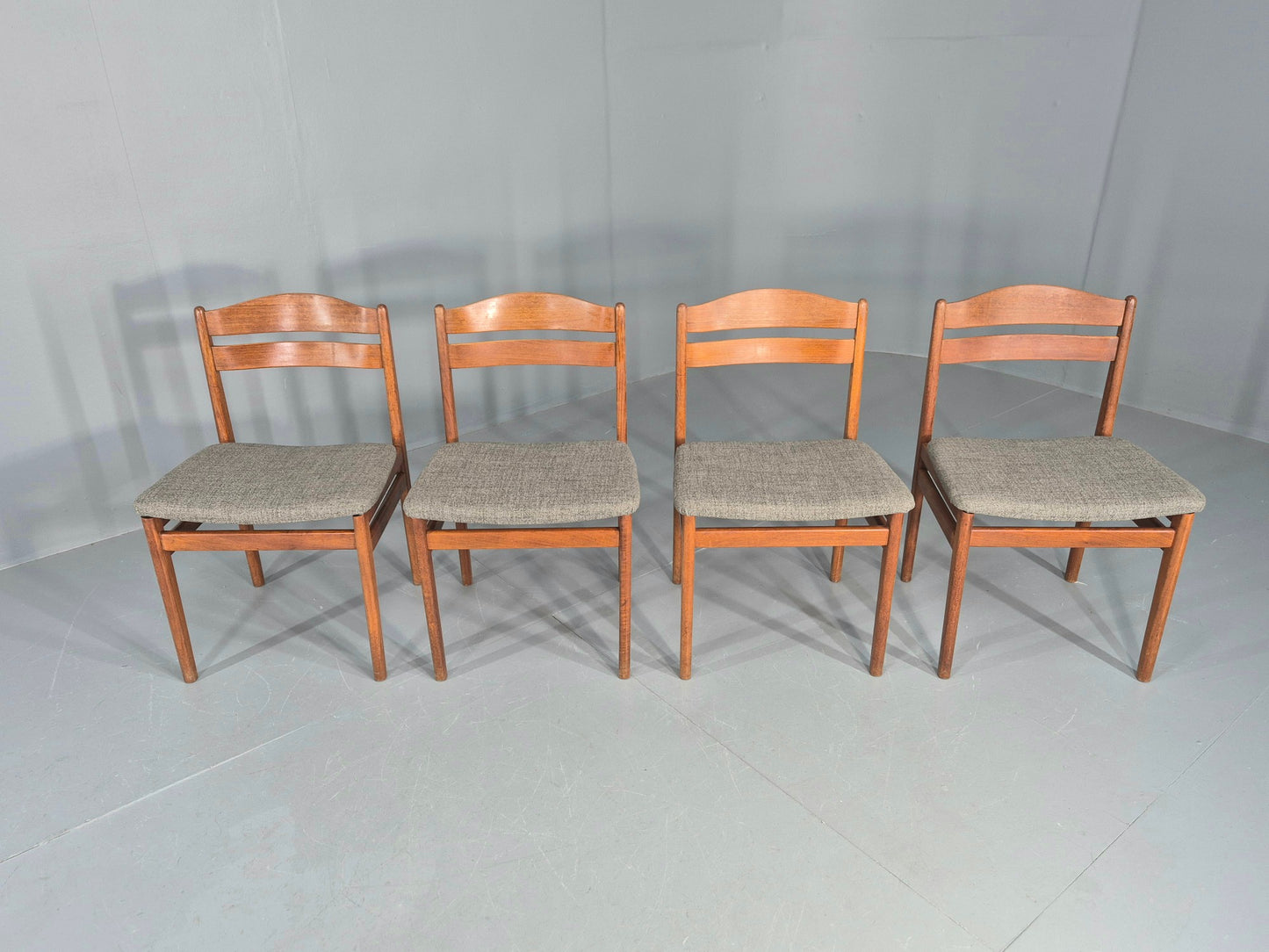 4 Vintage Danish Dining Chairs Teak Frames New Upholstery Boltinge 1970s EB12263