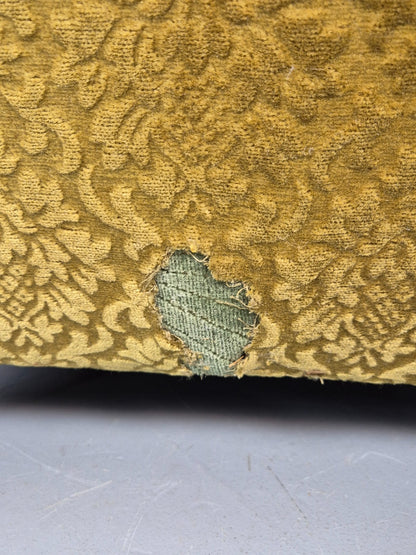 Antique Danish floral Mustard Colour Armchair 1920s Wood Frame EB08975