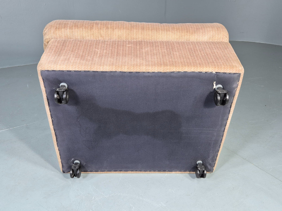 Vintage Footstool 1980s Retro Biege Dralon EB12559