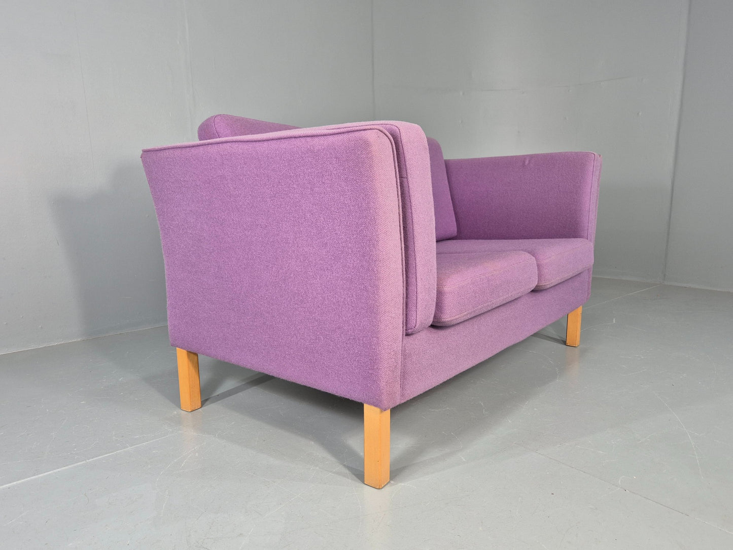 Vintage 2 seater Sofa Mids Century Danish in Purple Wool 1970s Retro EB12144