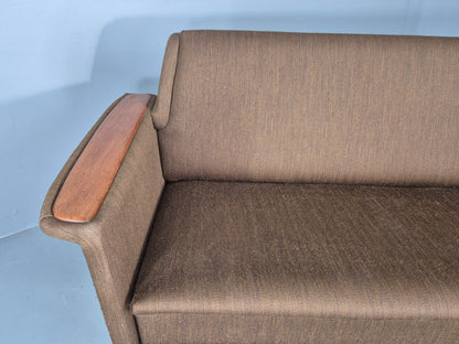 Vintage 1960s Sofa Bed Danish Green and Teak details Mid Century Classic EB09336