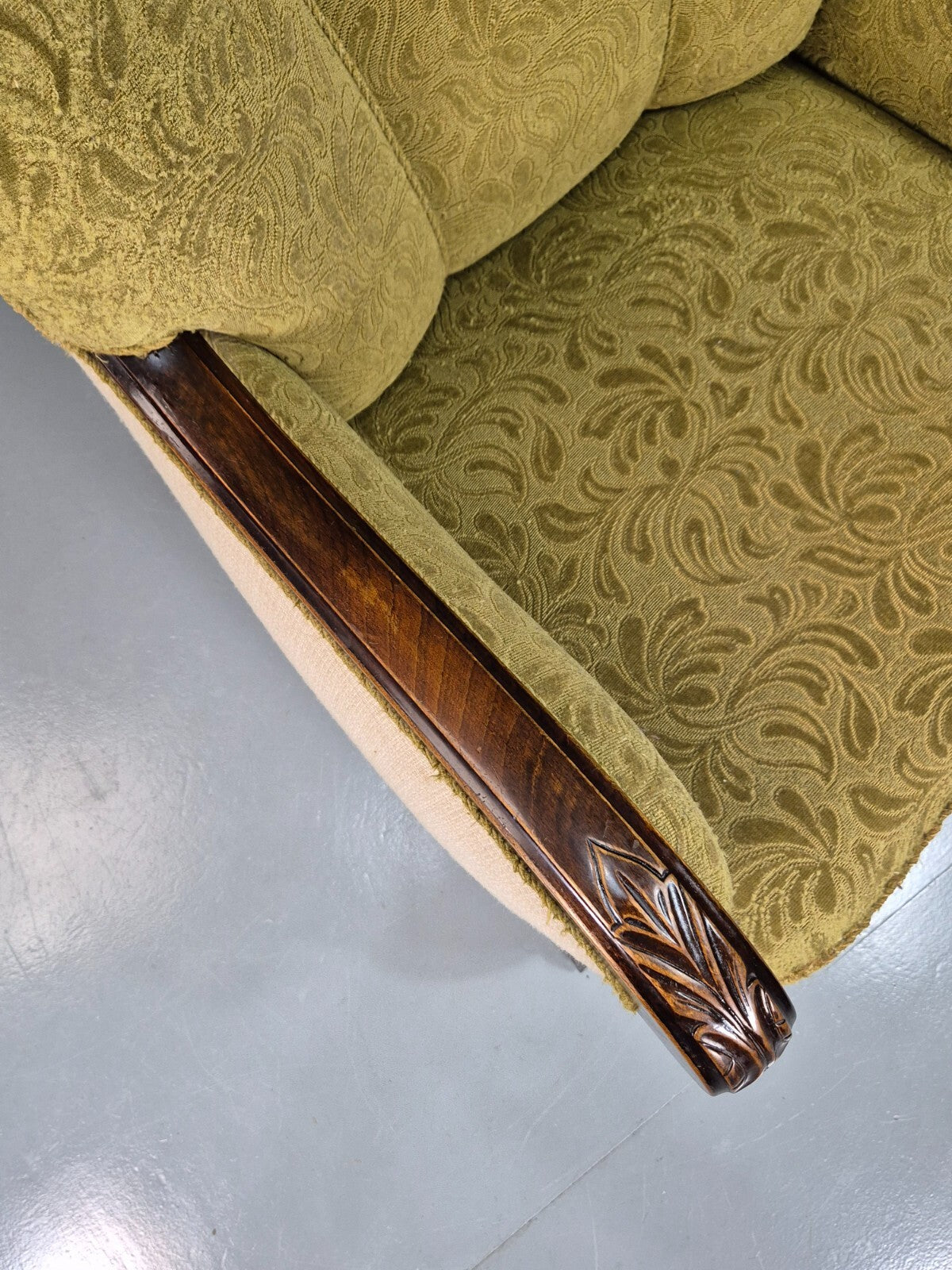 Vintage Danish Lounge Chair Green and Cream Art Deco Antique 1930s EB7575 VCLO
