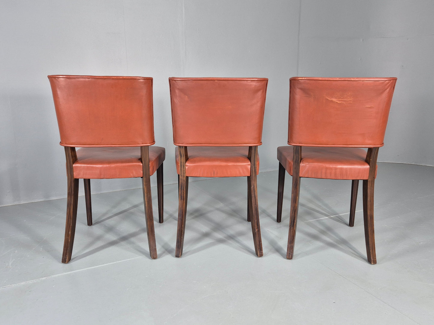 3 Mid Century Style Leather Dining Chairs Rero late 20th Century EB12532