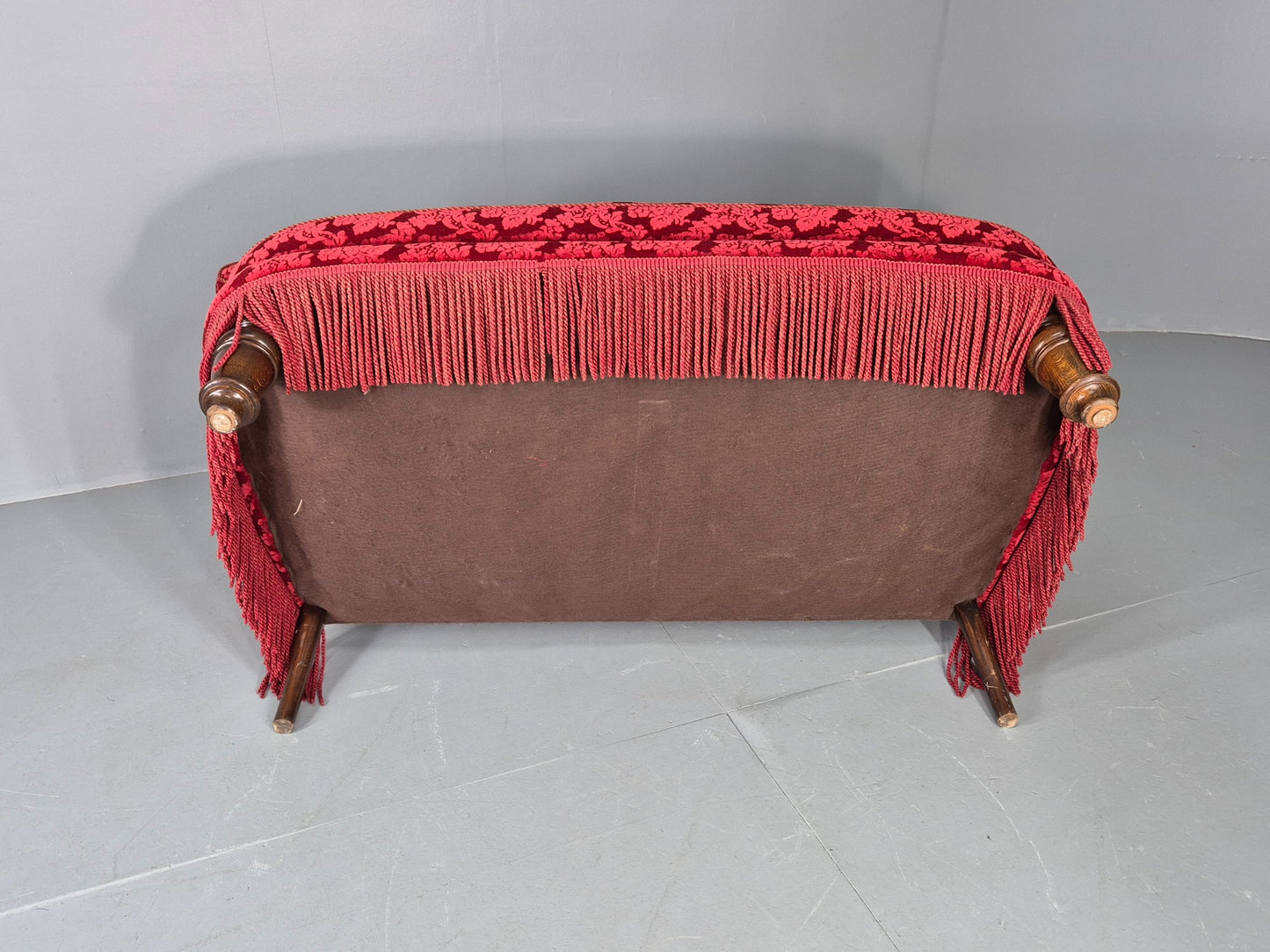 Vintage Antique 2 Seat Sofa Danish Red Moquette Tassels 1920s  EB12746