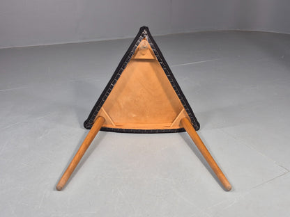 Vintage Danish Mid Century Footstool Triangular Black Cloth 1960s Retro EB12154