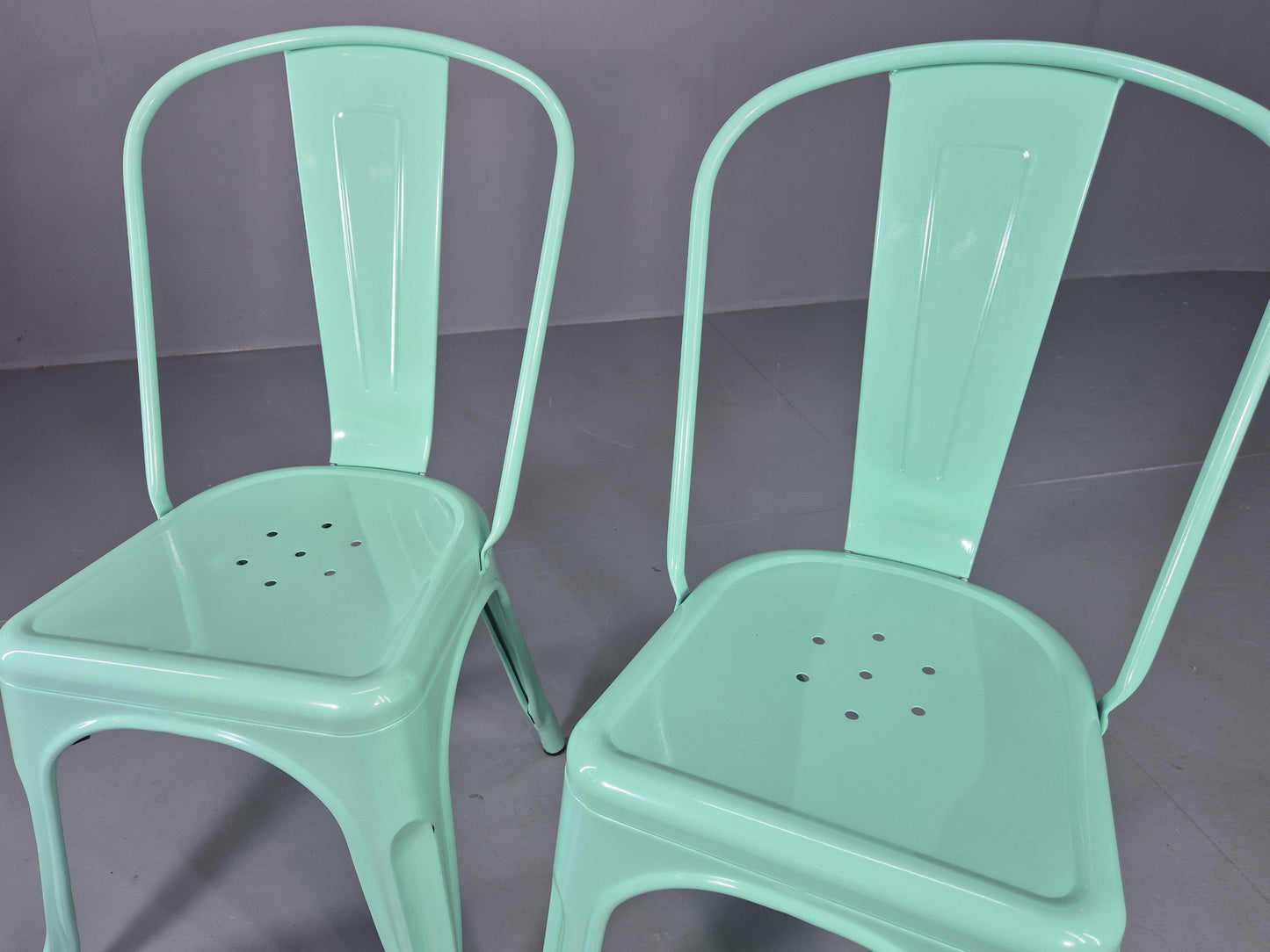 8 Mint Green Tolix Stlye Stacking Chair VG Condition Vintage Industrial EB12578