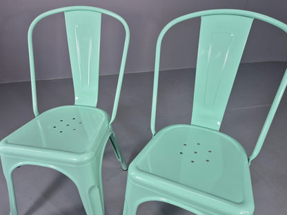 8 Mint Green Tolix Stlye Stacking Chair VG Condition Vintage Industrial EB12578