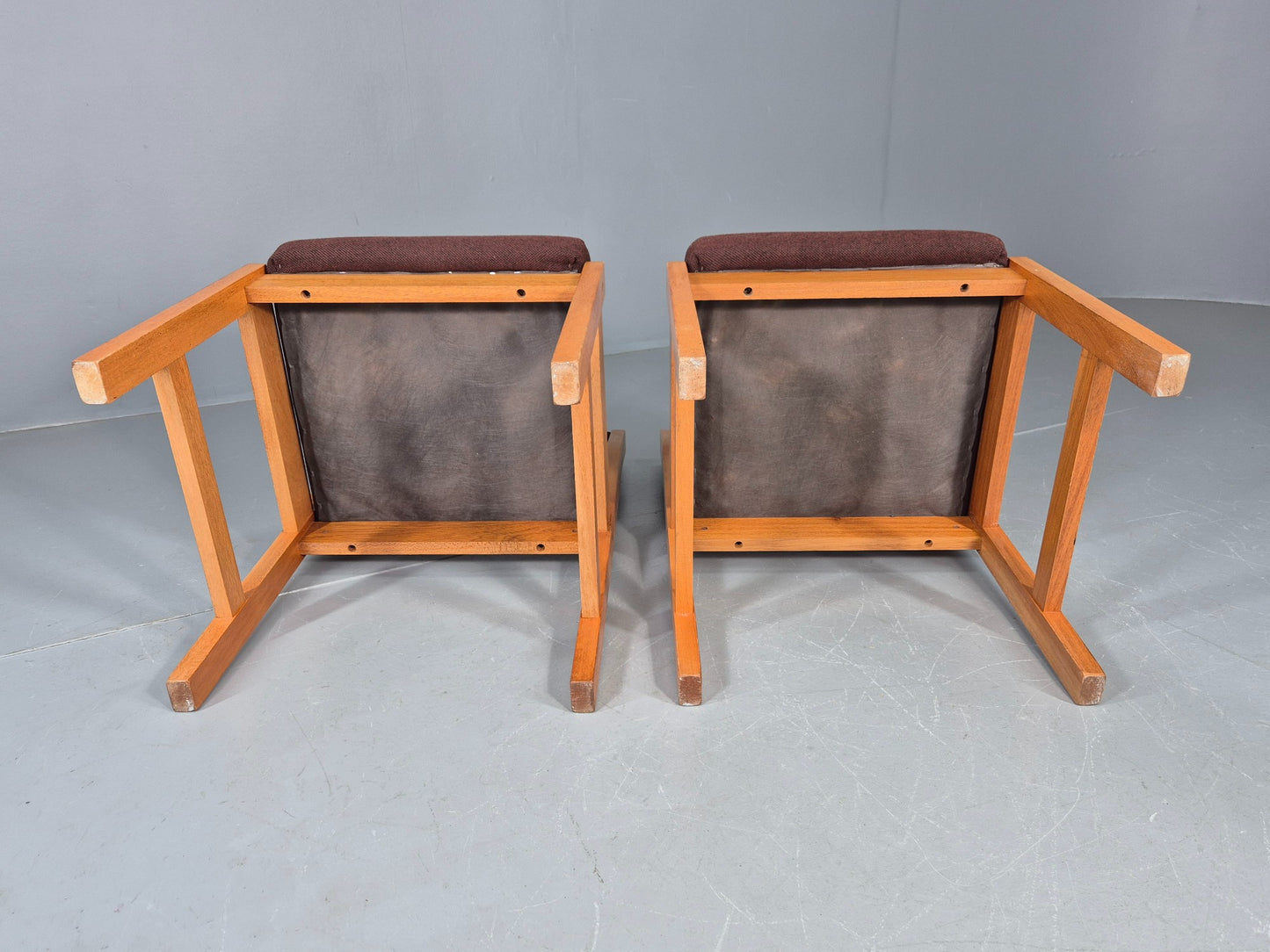2 Vintage Teak Dining Chairs 1970s Church Office Home EB12176