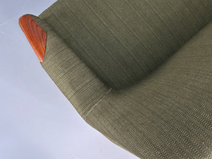 Vintage 3 Seater Thams Sofa Mid Century Green Wool Teak Paws 1960s Retro EB12390