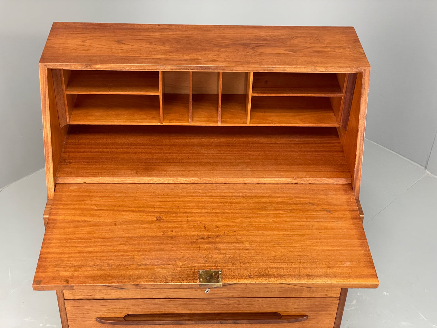 Vintage 1960s Teak Bureau Mid Century Drawers Writing Desk Retro Danish EB12219