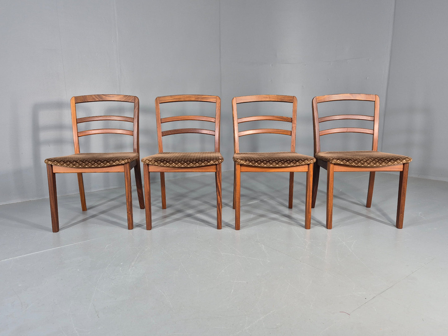 4 Vintage G plan Dining Chairs  Ladder Back Original Seats Teak 1970s EB12174