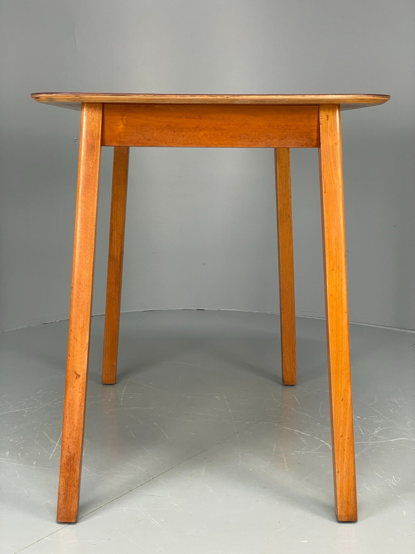 Vintage 1960s Kitchen Table Red Formica Retro Exposed Ply EB12194