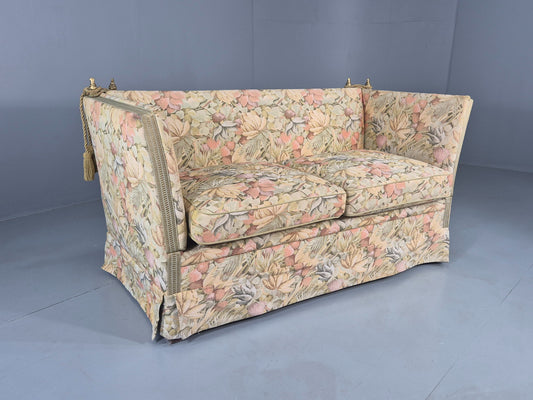 Vintage Danish 2 Seater Sofa Knole Style Drop End Floral Cotton EB12721