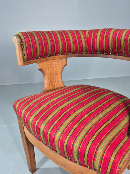 Antique Danish Library Chair Oak Frame Wool Upholstery 19th Century EB12772