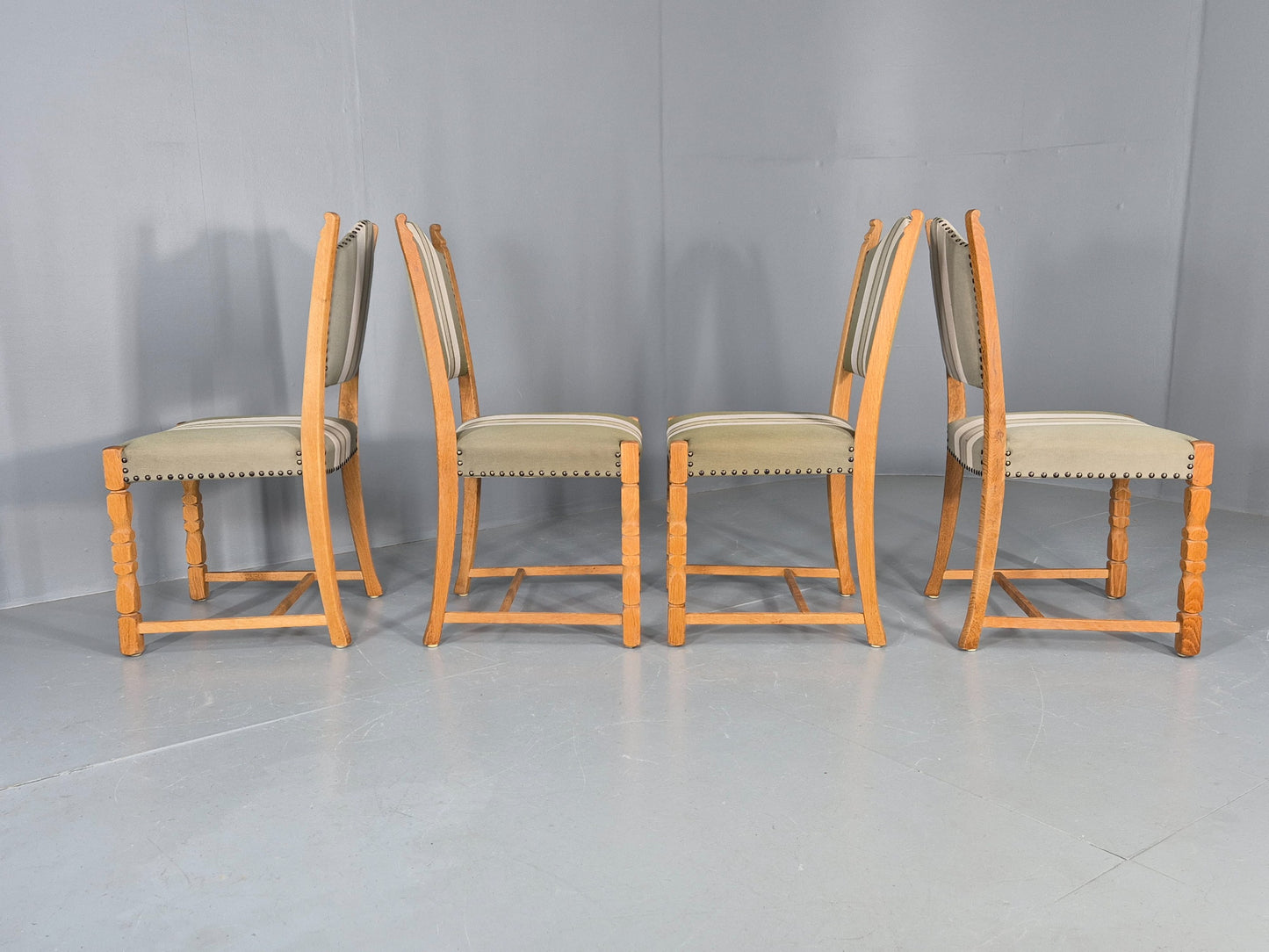4 Vintage Henning Kjaernulf Dining Chairs Oak Frame 1970s Retro  EB12127