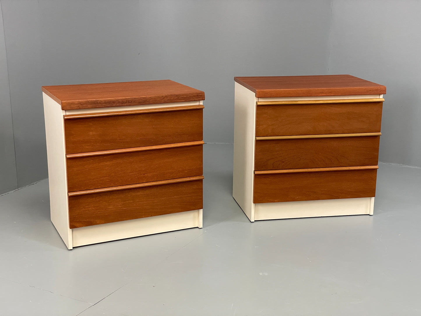 Vintage Bedside Cabinets Teak Pair Chest Of Drawers Retro 1970s White EB12625