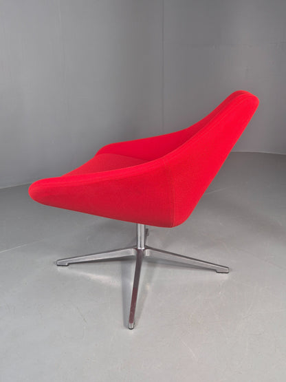 Vintage Allermuir Open Range Swivel Chair Red Fabric EB12247