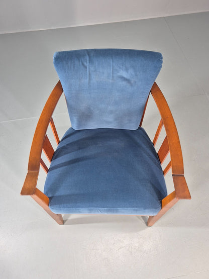 6 Art Deco Style Elbow Chairs Scandinavian Modern Blue Velvet   EB10935 VDIN