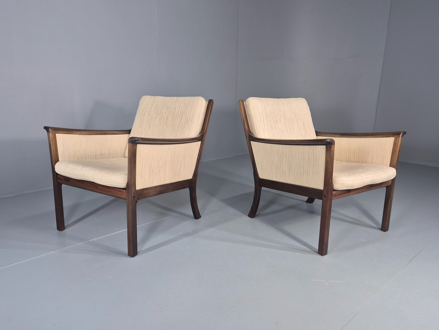 2 Vintage Ole Wanscher Mid Century Lounge Chairs P Jeppesen 1960s Retro EB12319