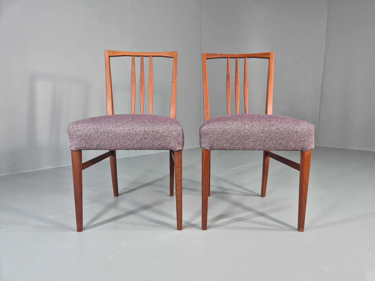 2 Vintage Gordon Russell Dining Chairs New Covers Teak Frames Retro MCM  EB12470