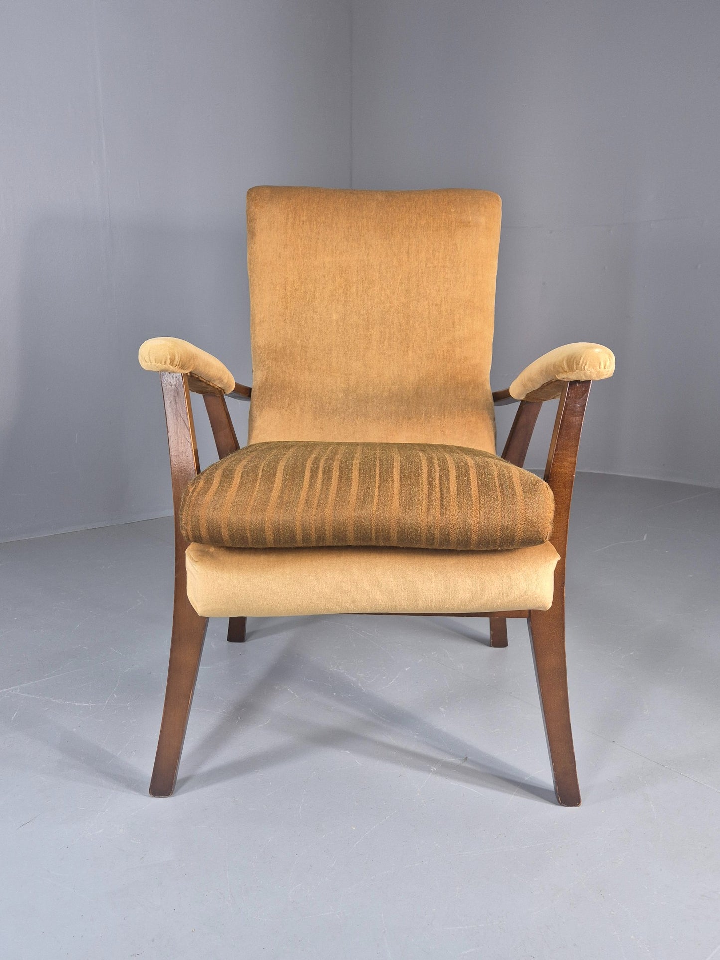 Vintage 1960s Lounge Chair Hardwood Frame with High Back Retro MCM EB11827