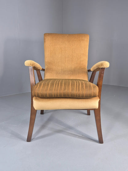 Vintage 1960s Lounge Chair Hardwood Frame with High Back Retro MCM EB11827
