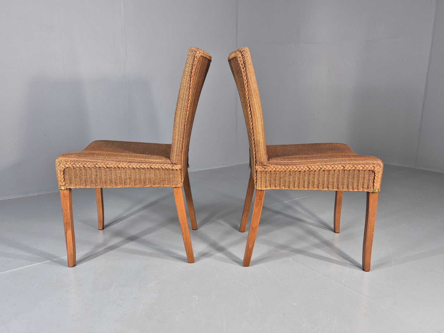 2 Vintage Rattan Dining Chairs 1980s Retro Dutch EB12047