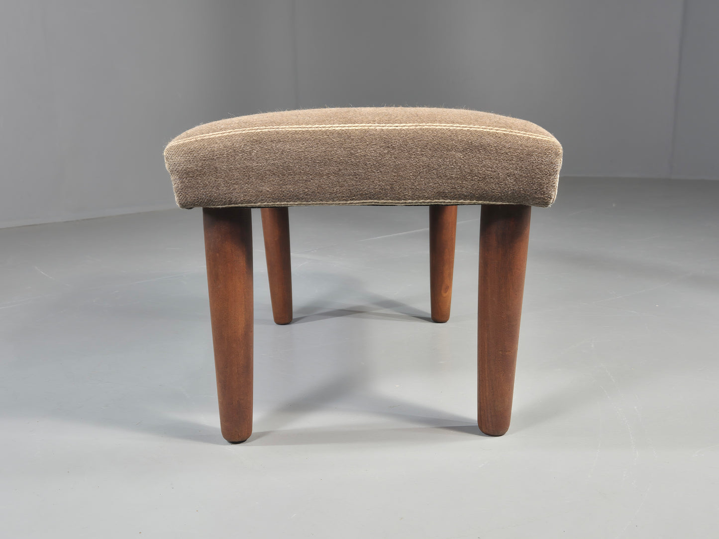 Vintage Mid Century Danish footstool  Taupe Stripe Teak Legs Retro 1960s  EB12024