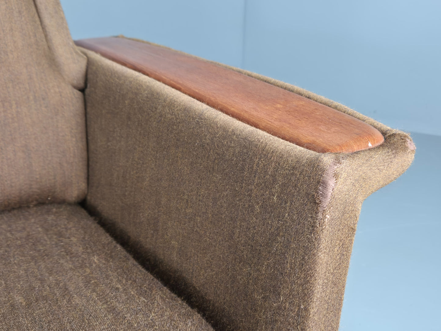 Vintage 1960s Sofa Bed Danish Green and Teak details Mid Century Classic EB09336