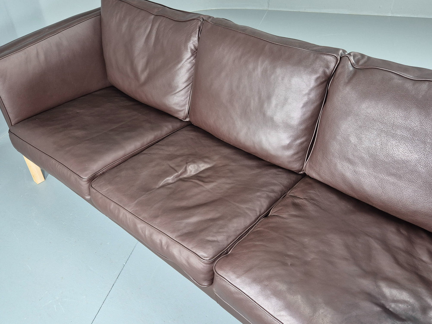 Vintage Danish 3 seat Sofa Brown Leather 1980s Retro MCM EB12433
