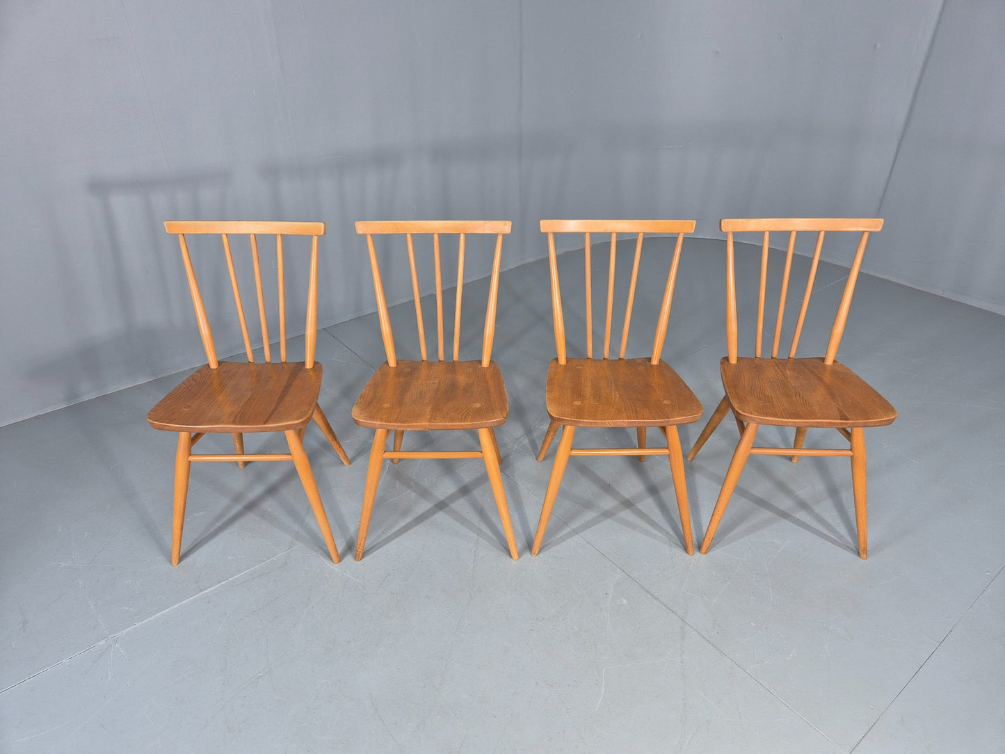 4 Ercol 391 Dining Chairs in Blonde Wood 1960s Retro MCM EB12549