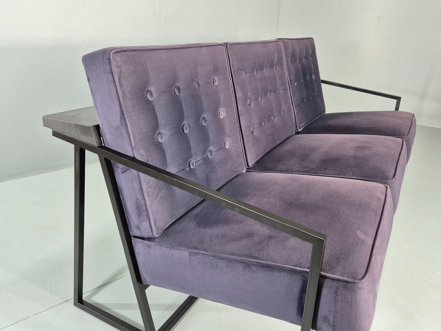Vintage 3 Seater Sofa Modern Design Orange Box Lossit Purple Velvet  EB12801