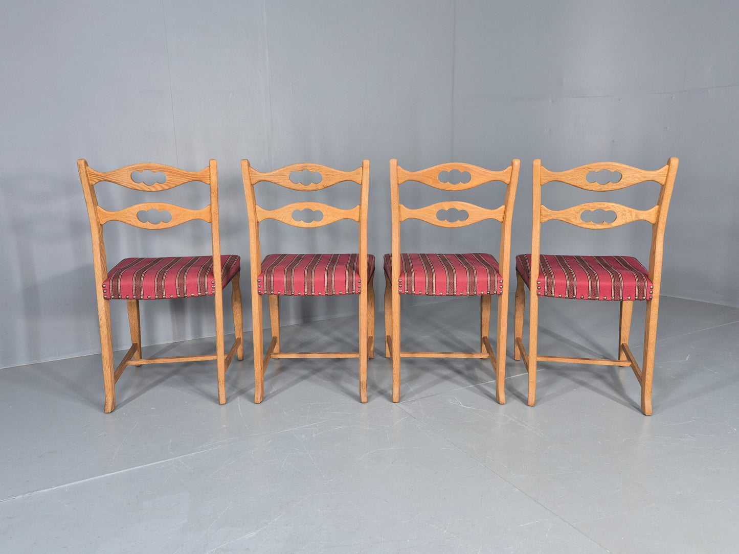 4 Vintage Henning Kjaenulf Oak dining chairs 1970s Danish Retro EB12110