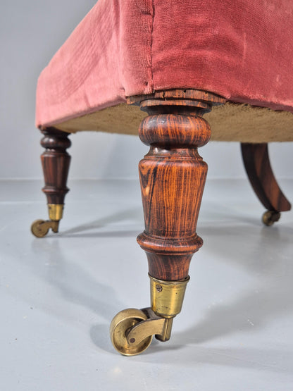 Antique Prayer or Slipper Chair Hot Pink Velvet Velour Upholstery 1900s EB12456