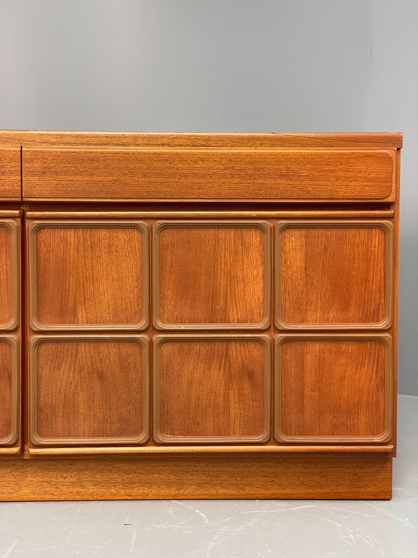 Vintage McIntosh Teak Sideboard 1970s Retro Drawers Squares Shelves EB12193